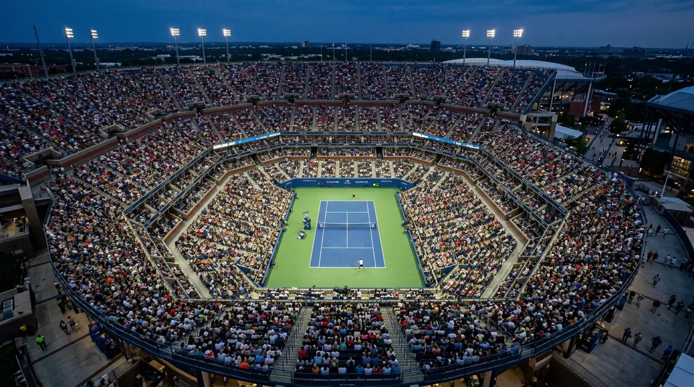 Grand-Slam-Turniere Herren — Tennisstadion bei einem Major-Turnier